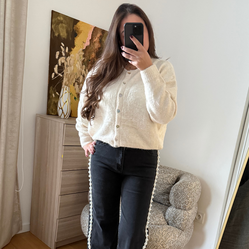 Gilet Boutonné Beige Clair