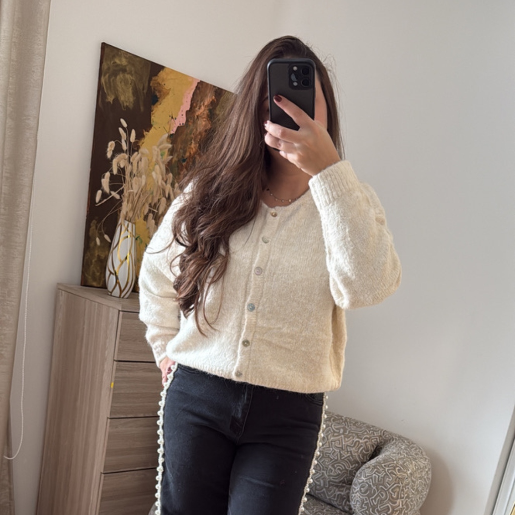 Gilet Boutonné Beige Clair