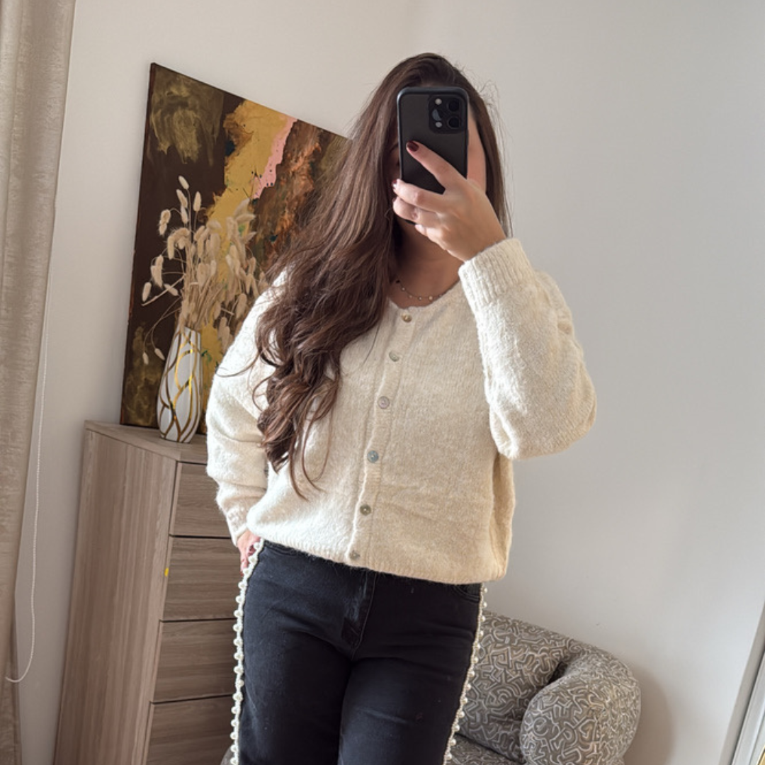 Gilet Boutonné Beige Clair
