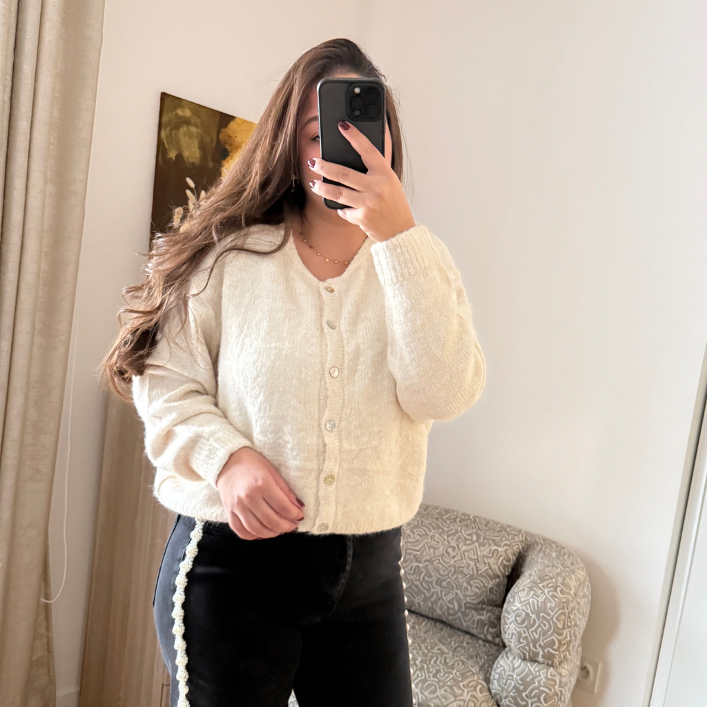 Gilet Boutonné Beige Clair