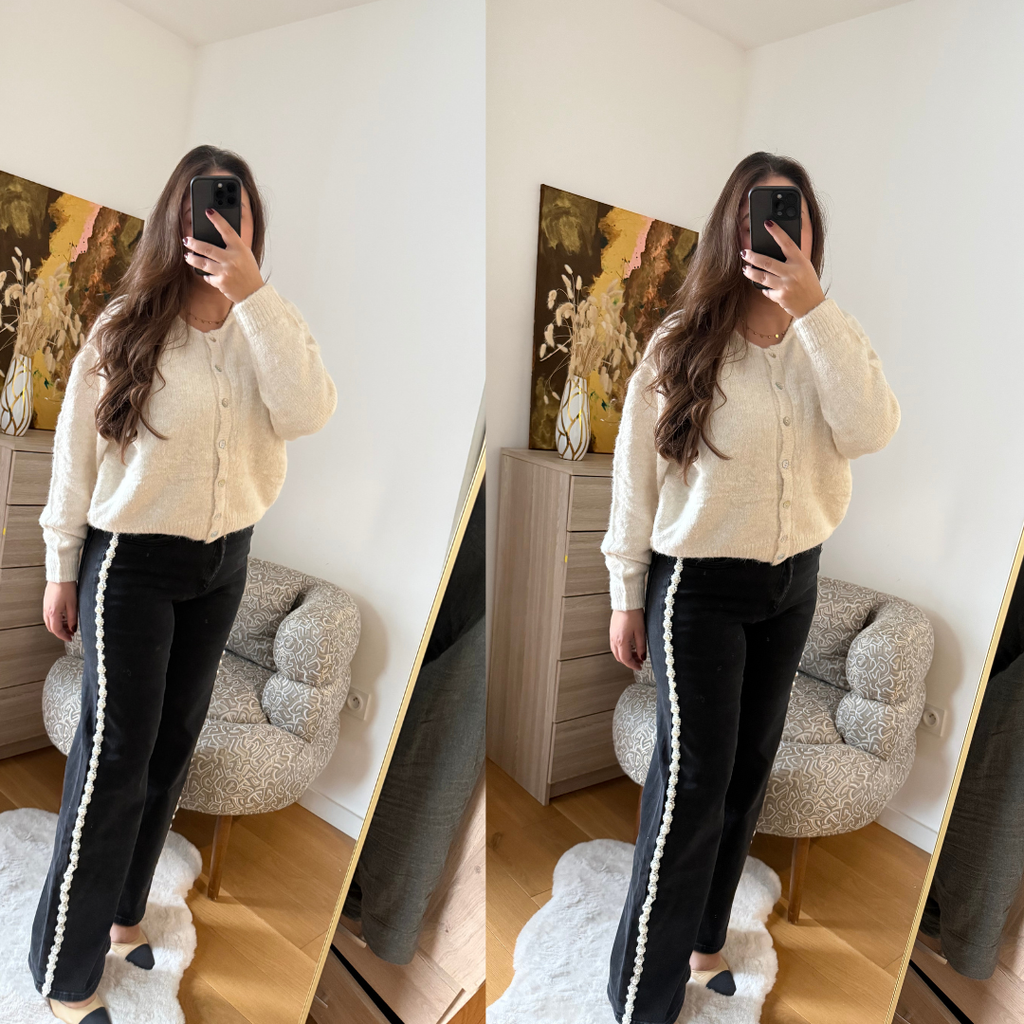 Jean Noir Orné De Perles