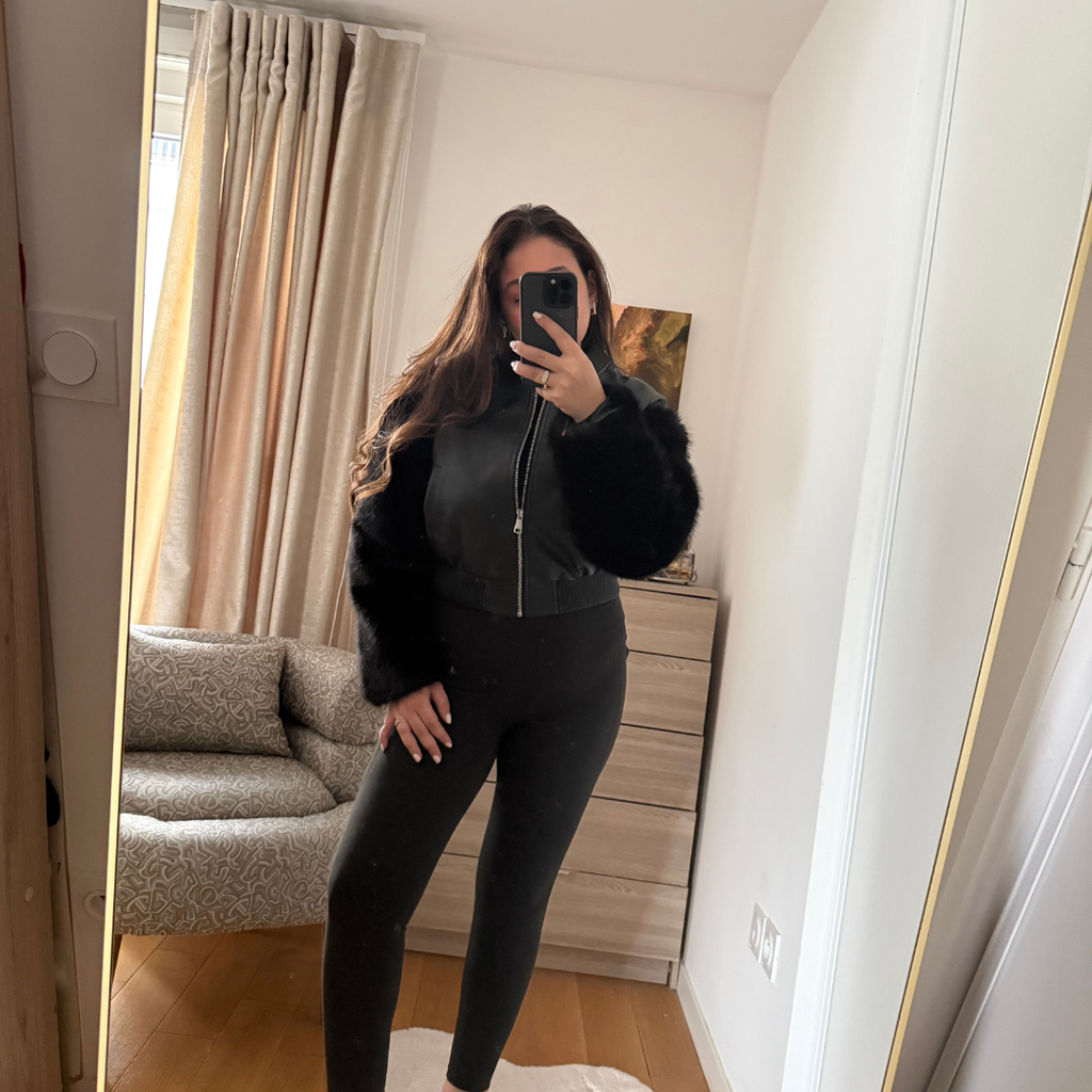 Veste Simili Cuir Noir