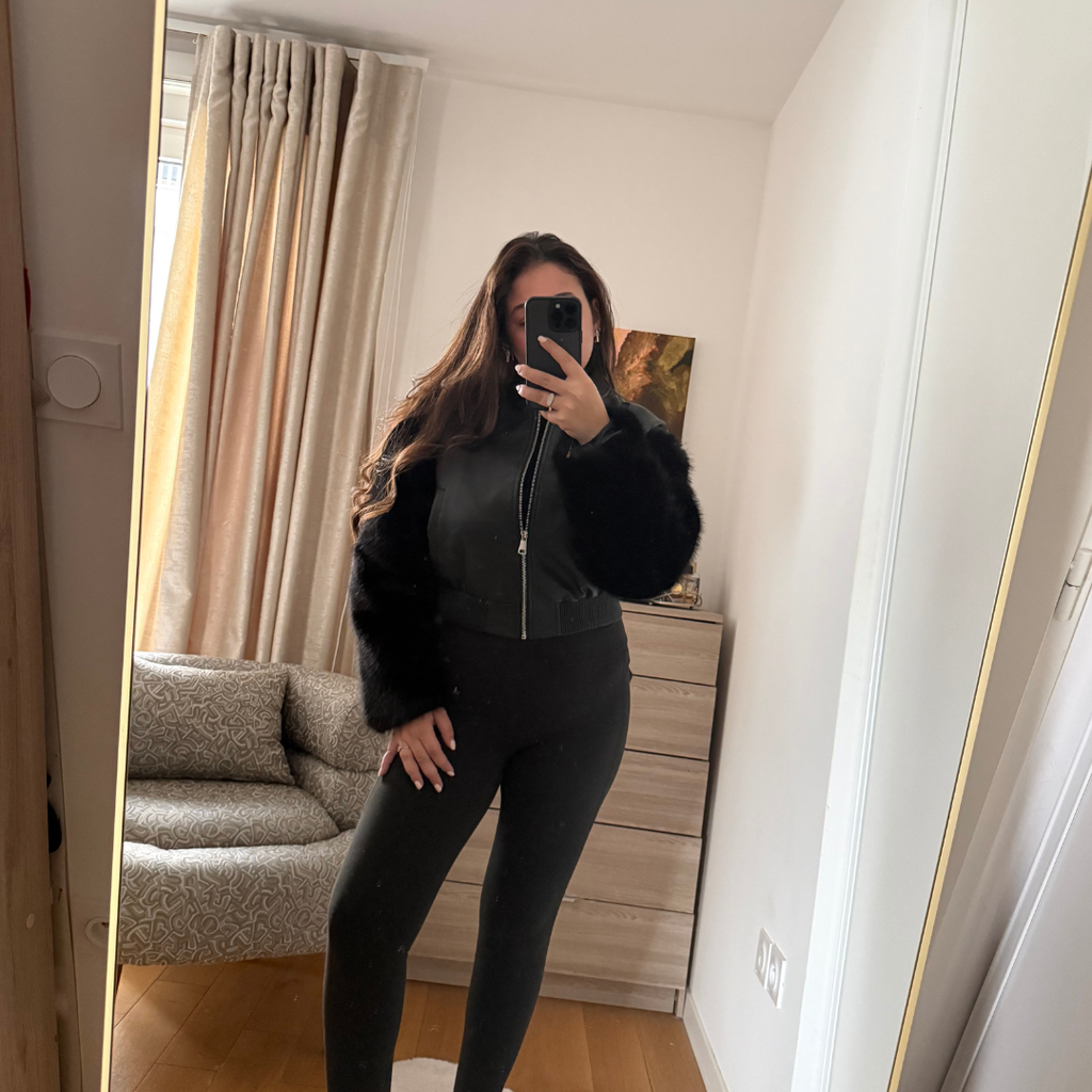 Veste Simili Cuir Noir