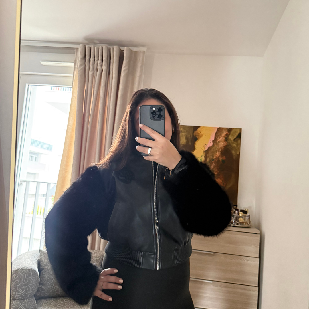 Veste Simili Cuir Noir