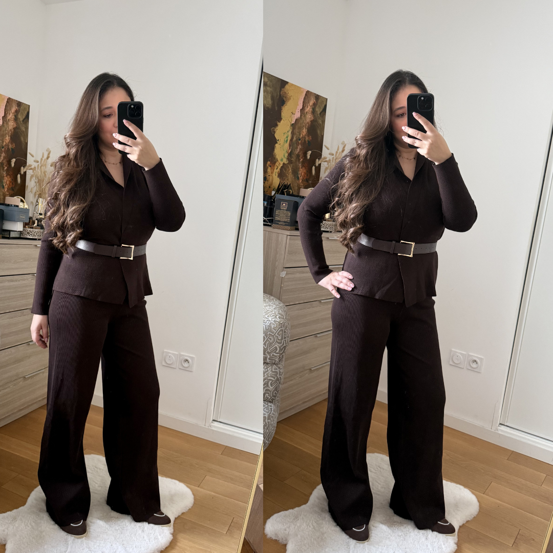 Ensemble Maille Choco Avec Ceinture