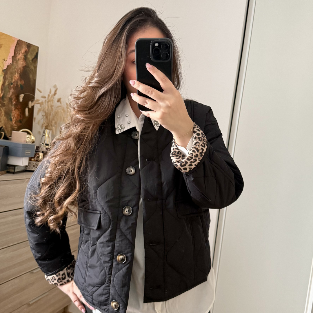 Veste Matelassée Doublure Leopard