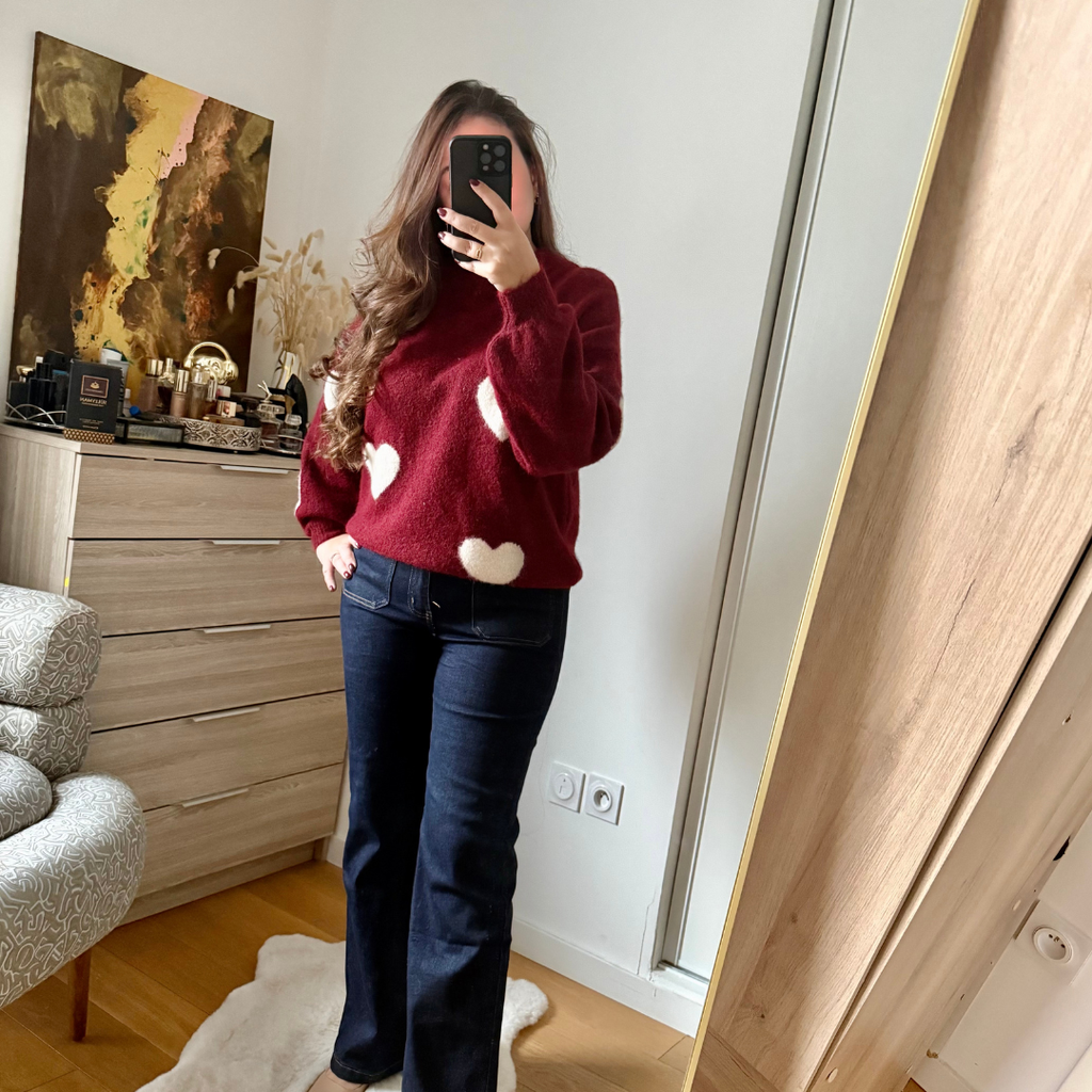 Pull Bordeaux à Cœurs