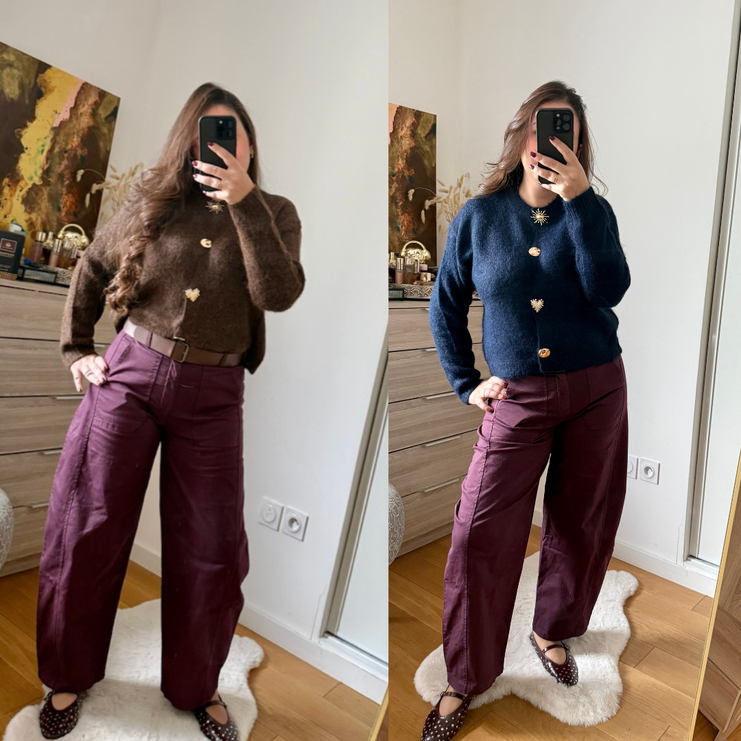 Pantalon en Jean Barrel Prune avec Ceinture