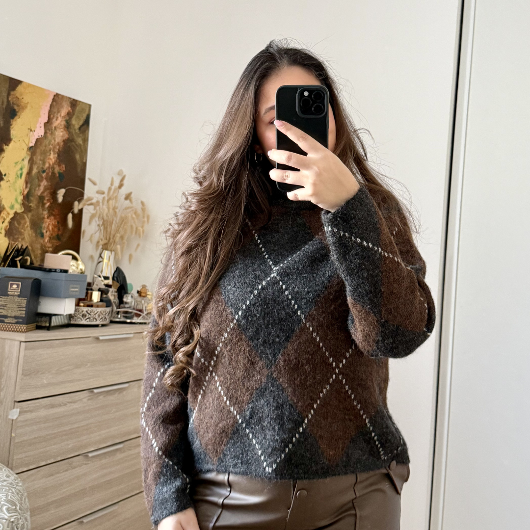 Pull Tartan Gris Choco