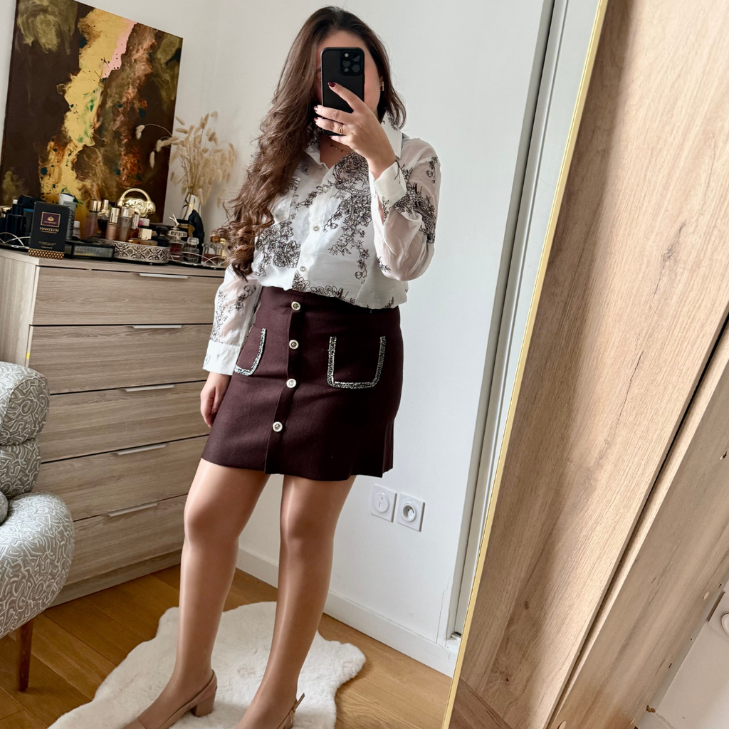 Chemise White Brown Elegance