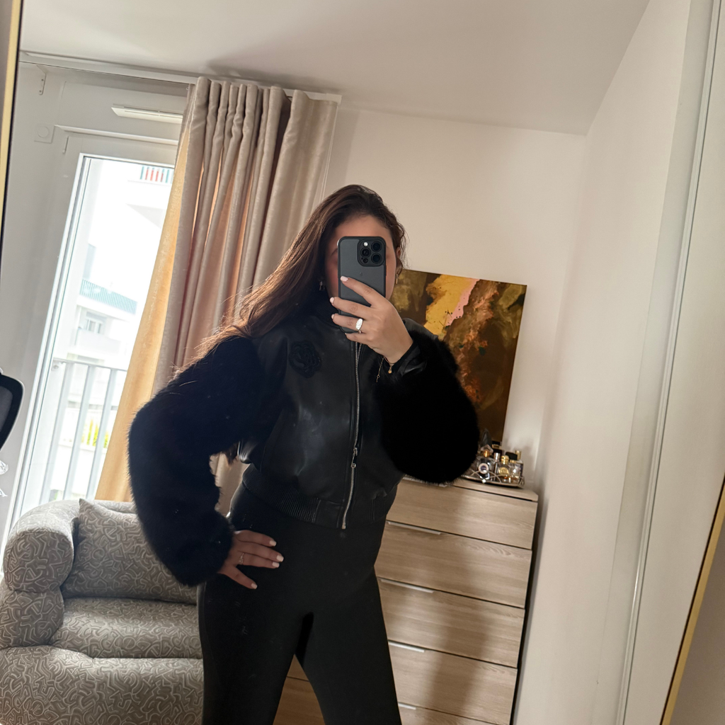 Veste Simili Cuir Noir