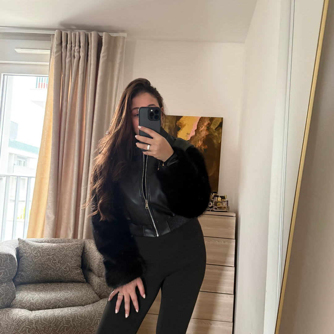 Veste Simili Cuir Noir