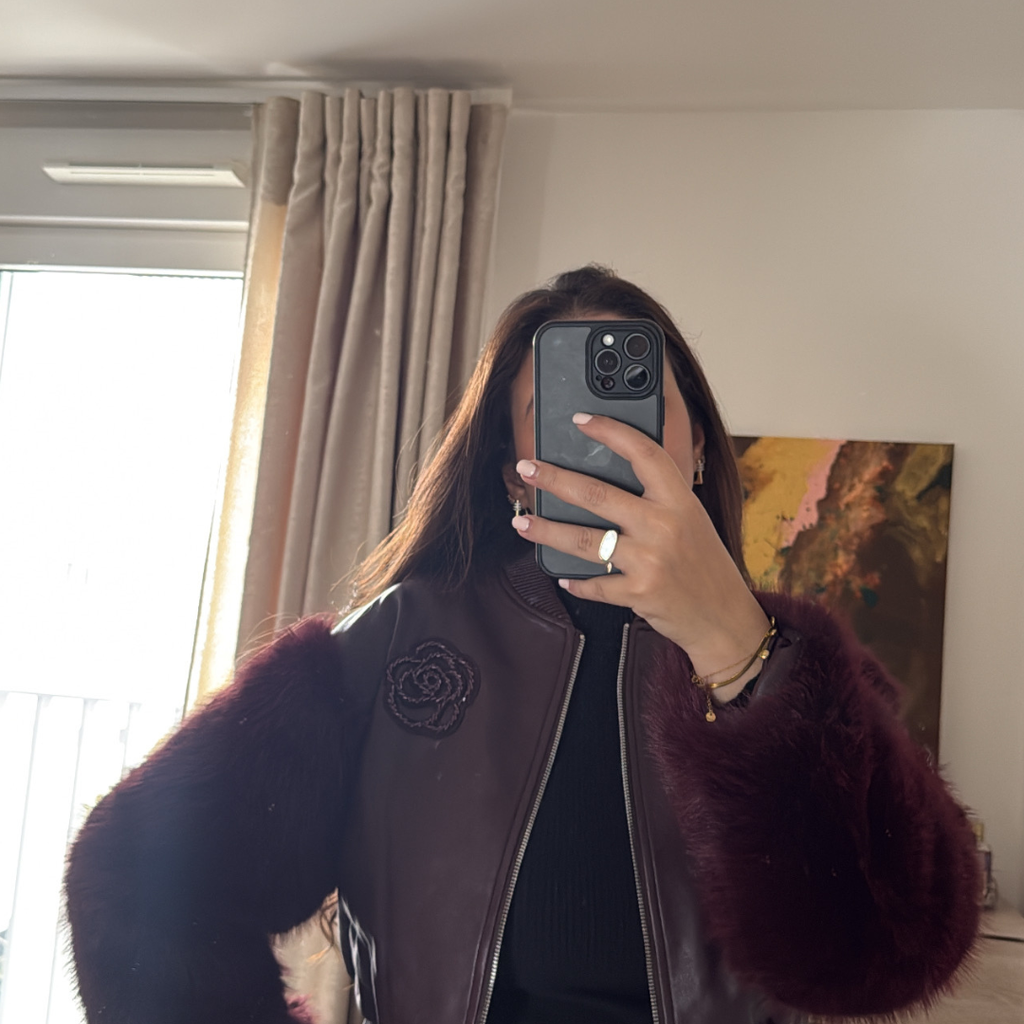 Veste Simili Cuir Bordeaux