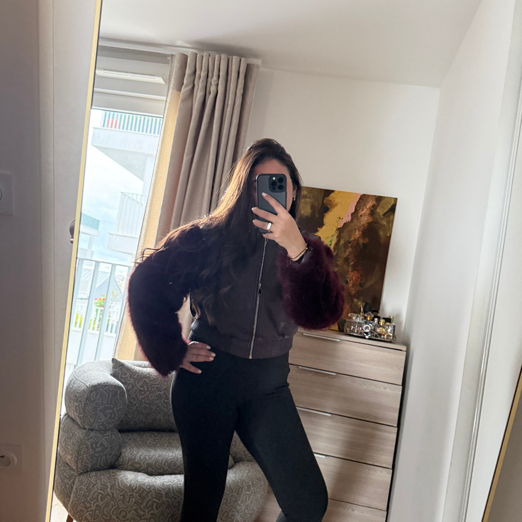 Veste Simili Cuir Bordeaux