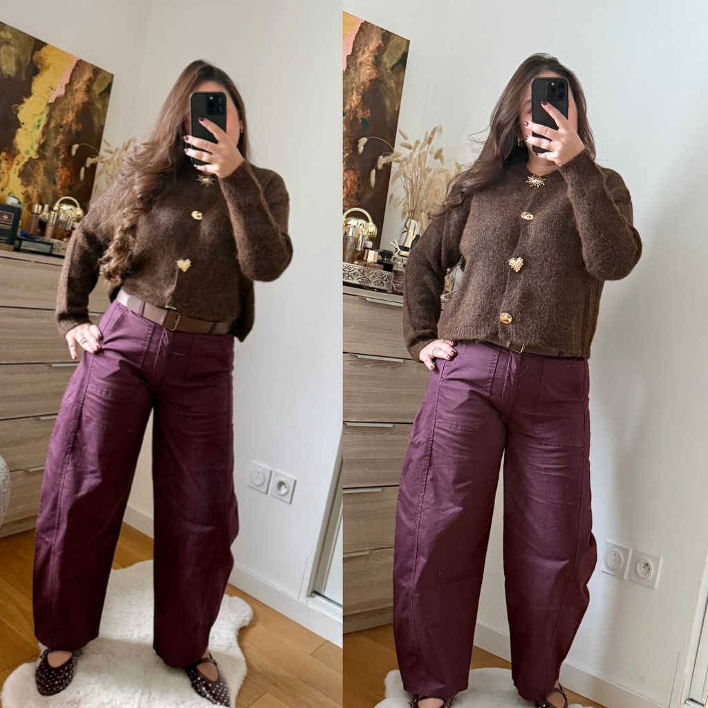Pantalon en Jean Barrel Prune avec Ceinture
