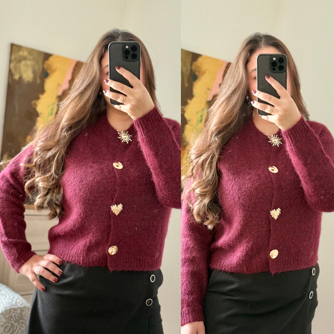 Cardigan Doux Bordeaux