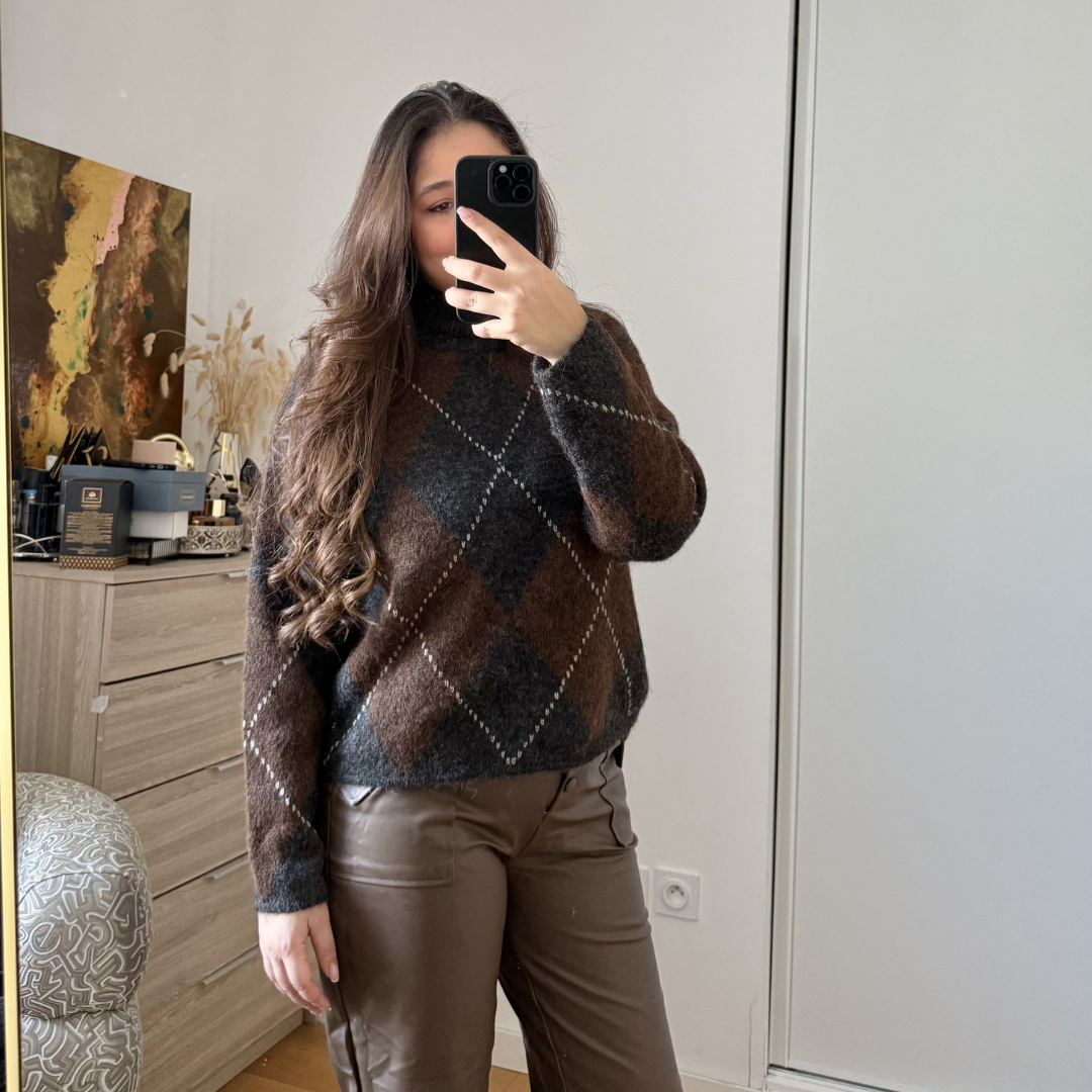 Pull Tartan Gris Choco