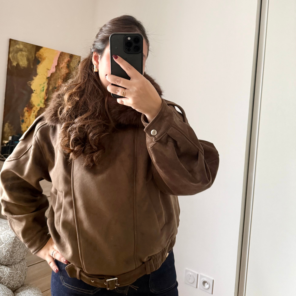 Veste Daim à Fourrure Choco