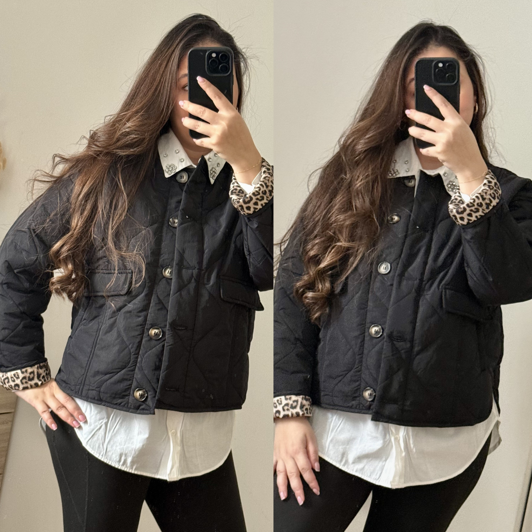 Veste Matelassée Doublure Leopard