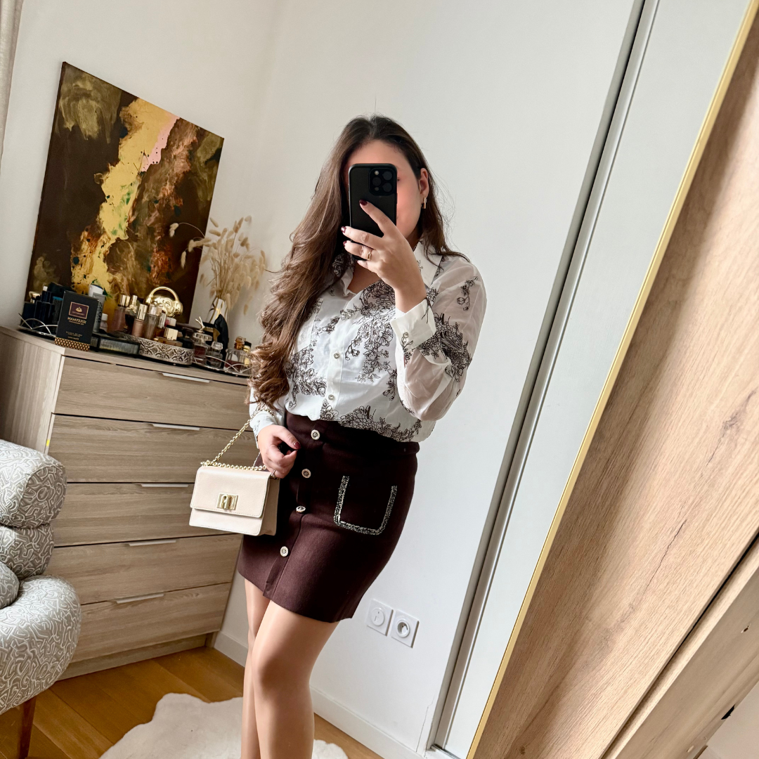 Chemise White Brown Elegance