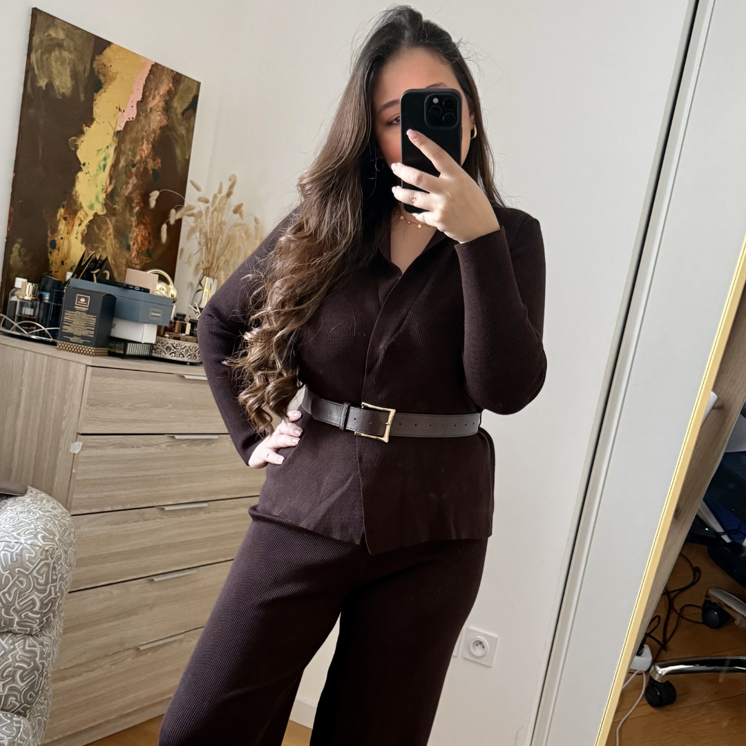 Ensemble Maille Choco Avec Ceinture
