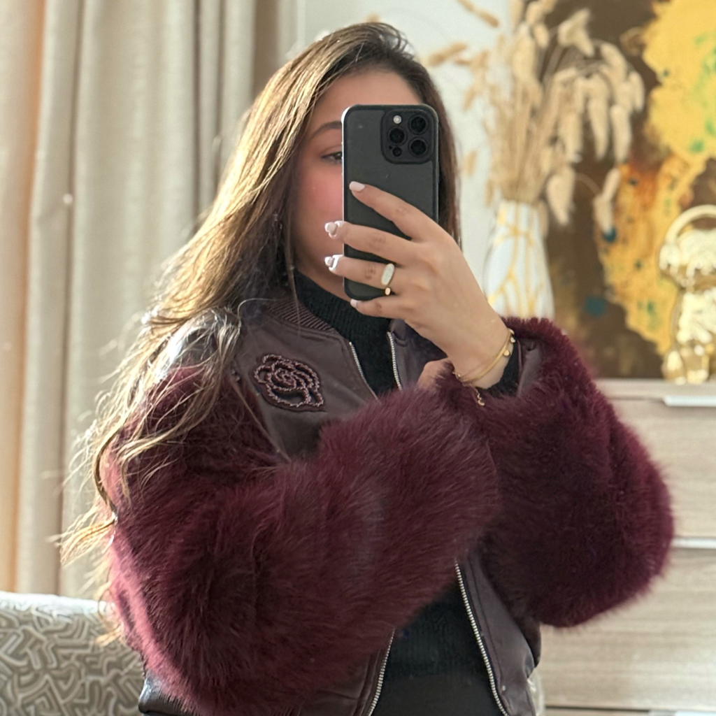 Veste Simili Cuir Bordeaux