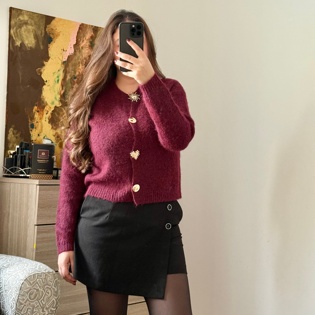 Cardigan Doux Bordeaux