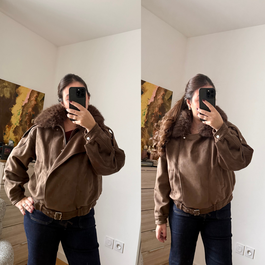 Veste Daim à Fourrure Choco