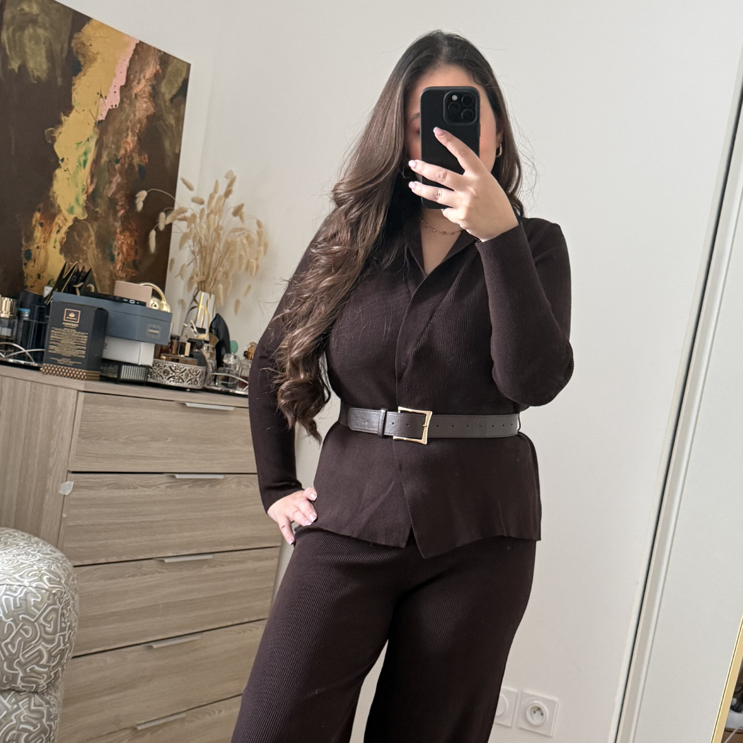 Ensemble Maille Choco Avec Ceinture