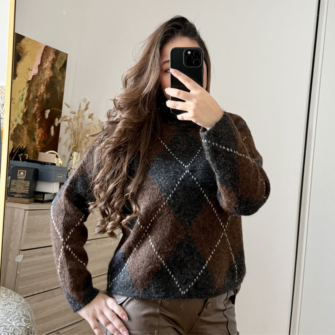 Pull Tartan Gris Choco