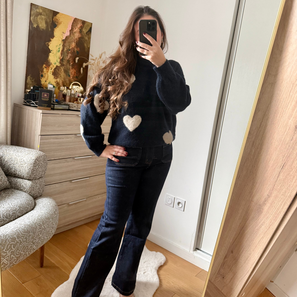 Pull Bleu à Cœurs