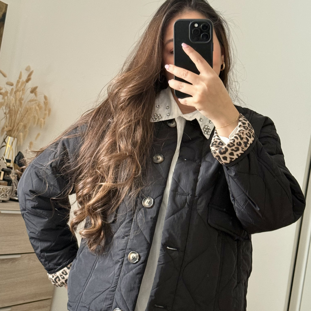 Veste Matelassée Doublure Leopard