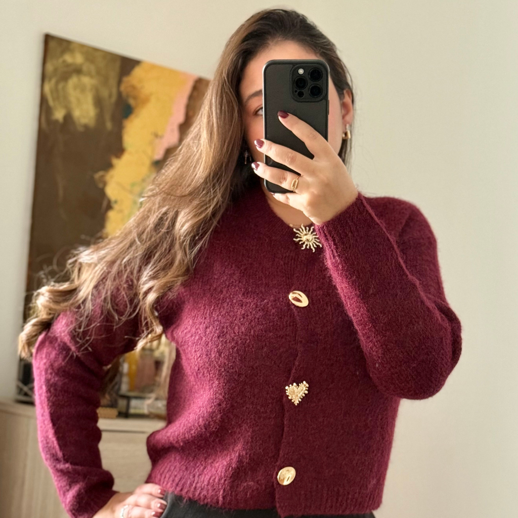 Cardigan Doux Bordeaux