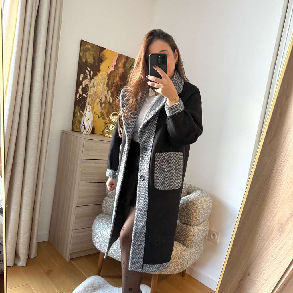 Manteau Cachemire Gris Réversible