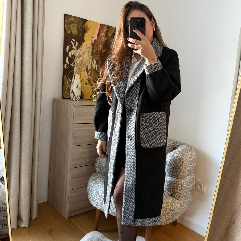 Manteau Cachemire Gris Réversible