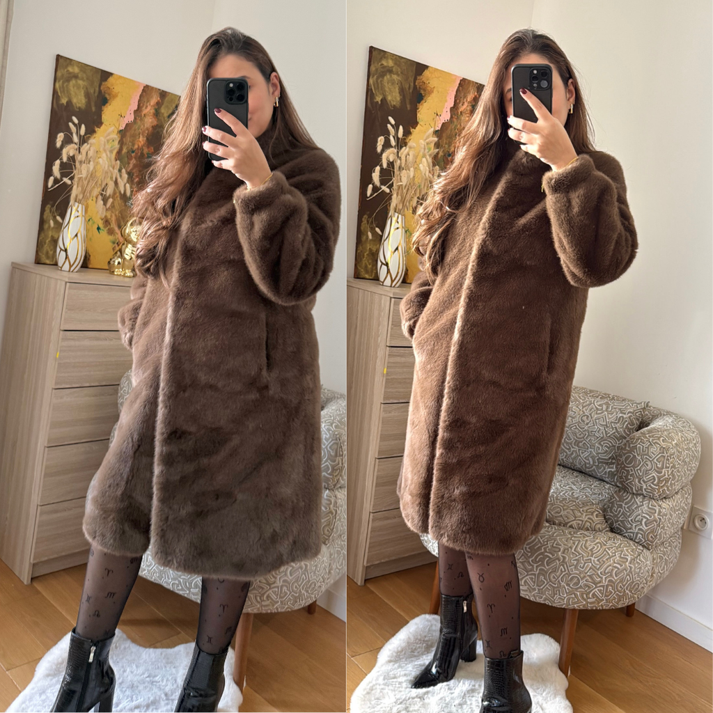 Manteau Fourrure Marron