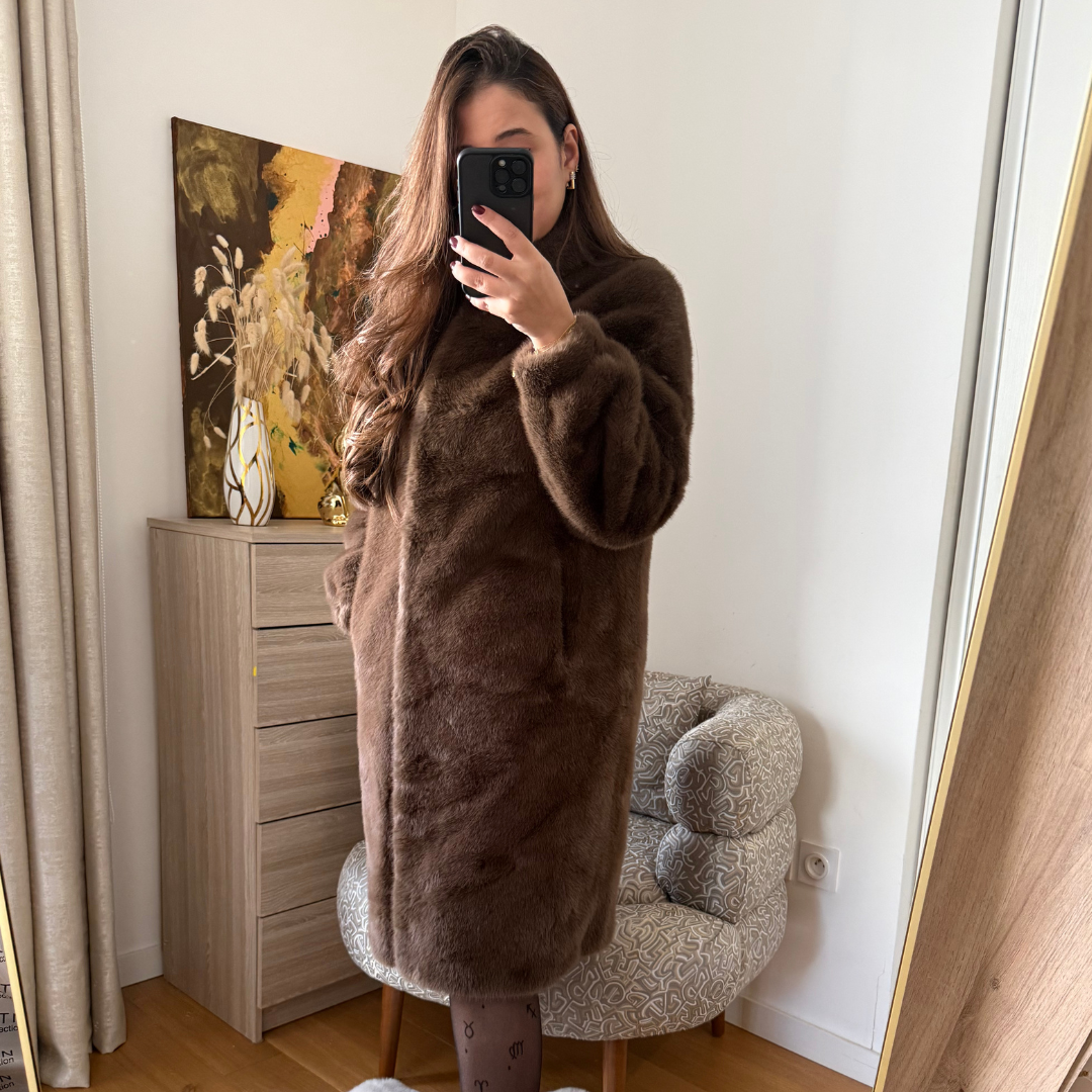 Manteau Fourrure Marron