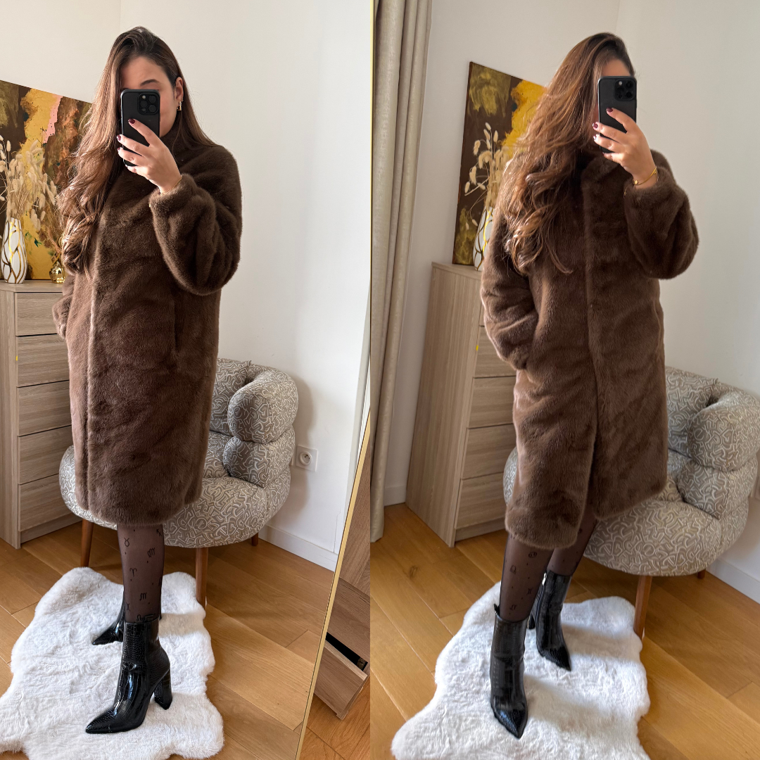 Manteau Fourrure Marron