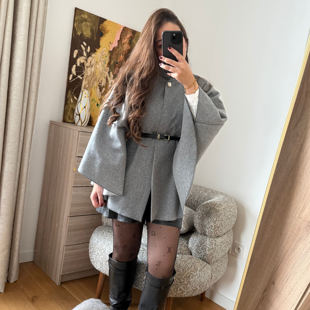 Cape Elégance Ceinture Grise