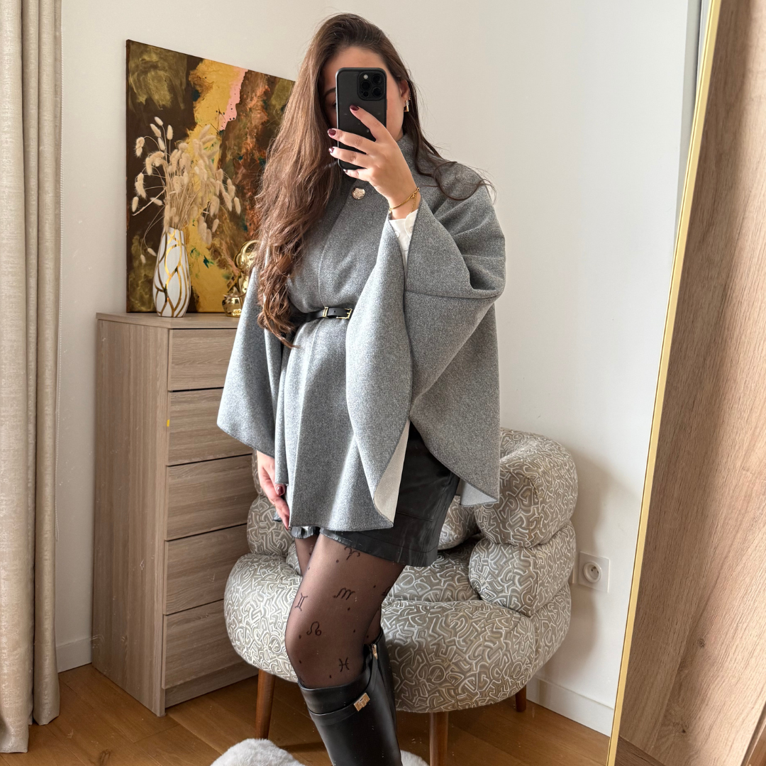 Cape Elégance Ceinture Grise