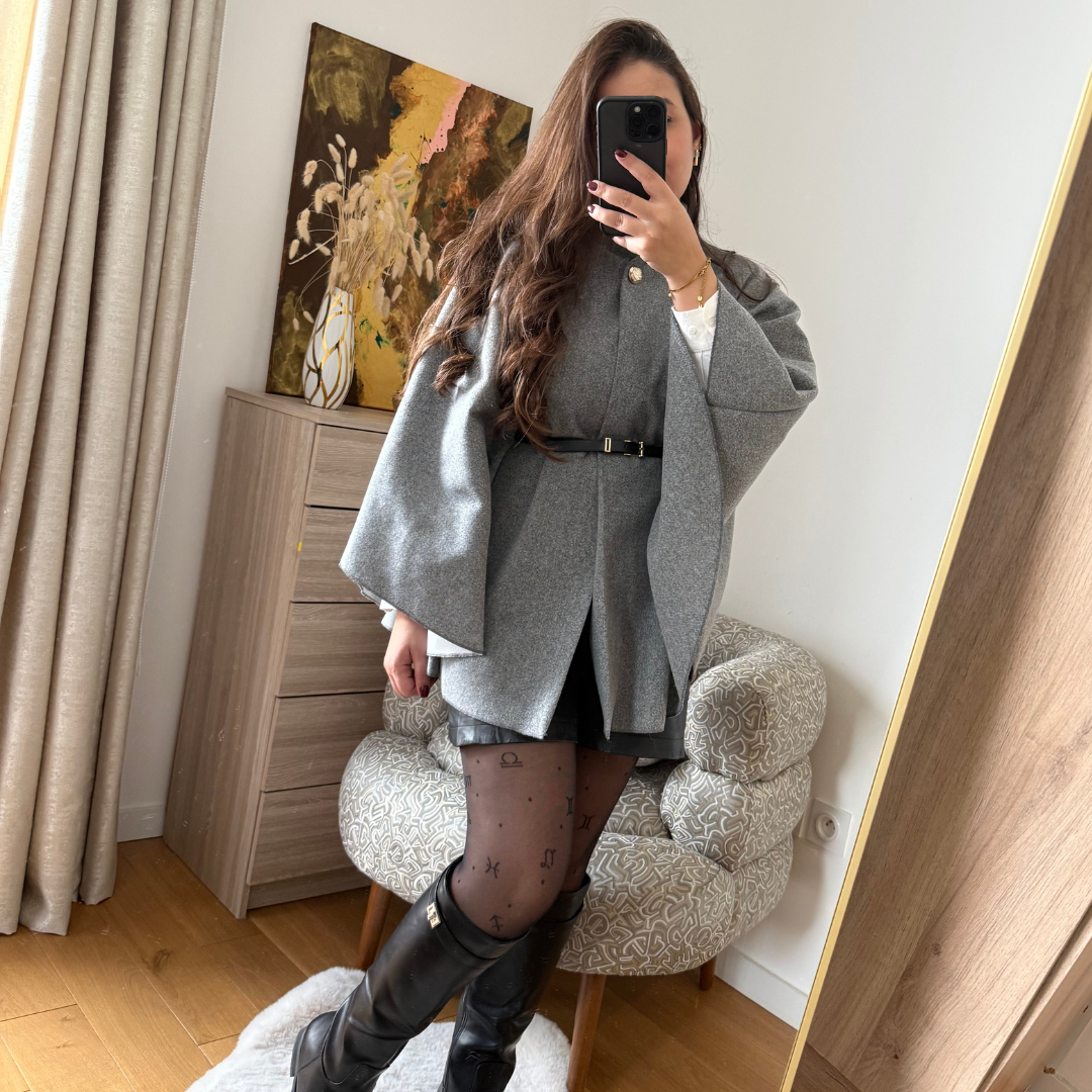 Cape Elégance Ceinture Grise