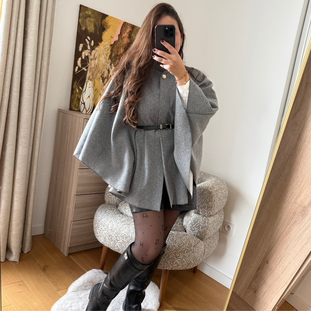 Cape Elégance Ceinture Grise