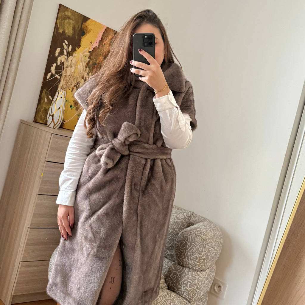 Manteau Fourrure Taupe