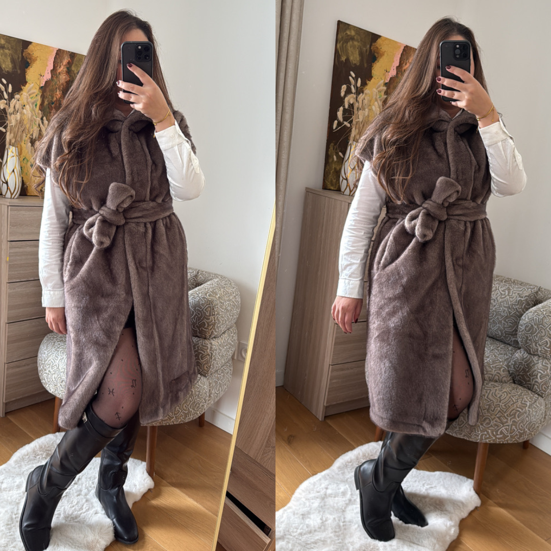 Manteau Fourrure Taupe
