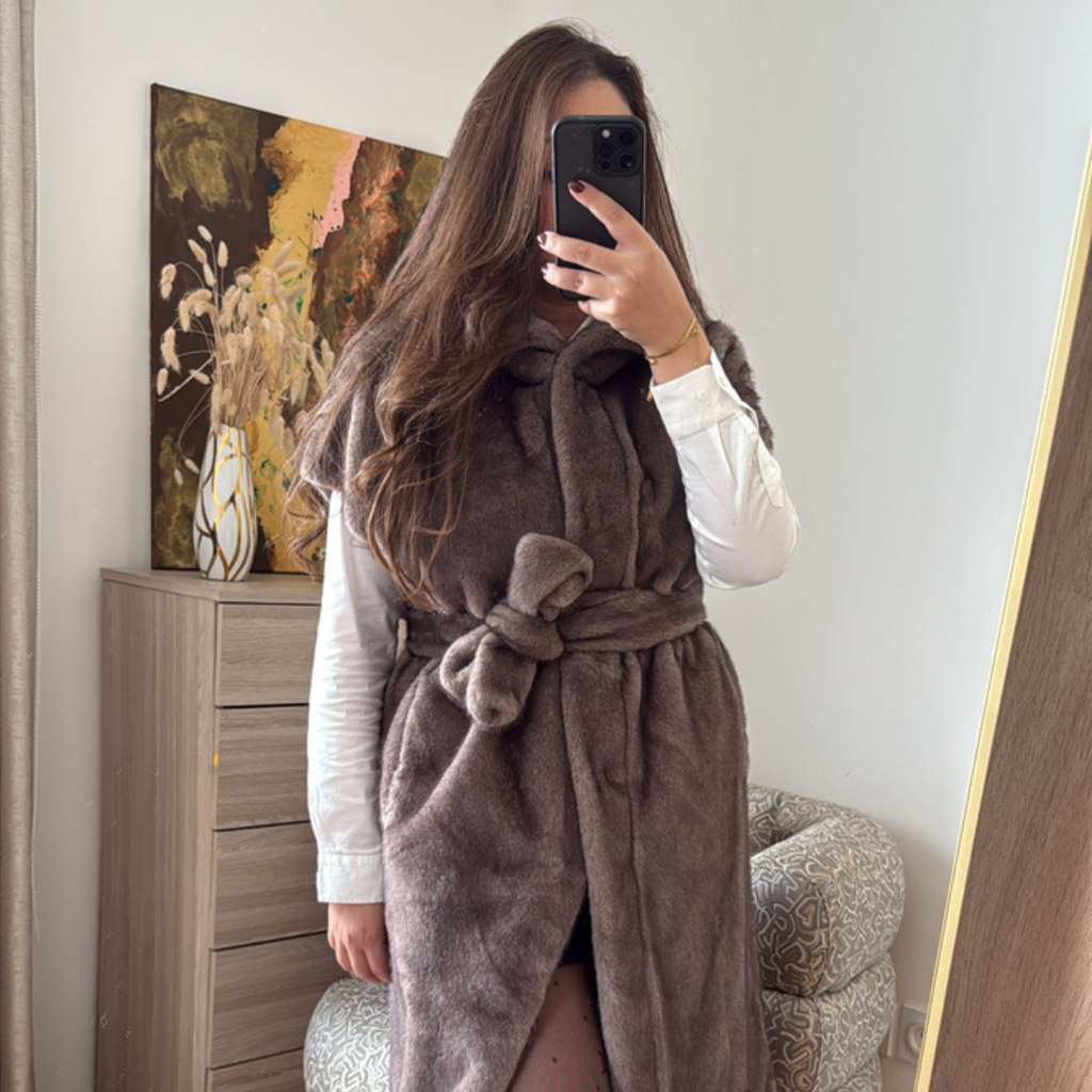 Manteau Fourrure Taupe