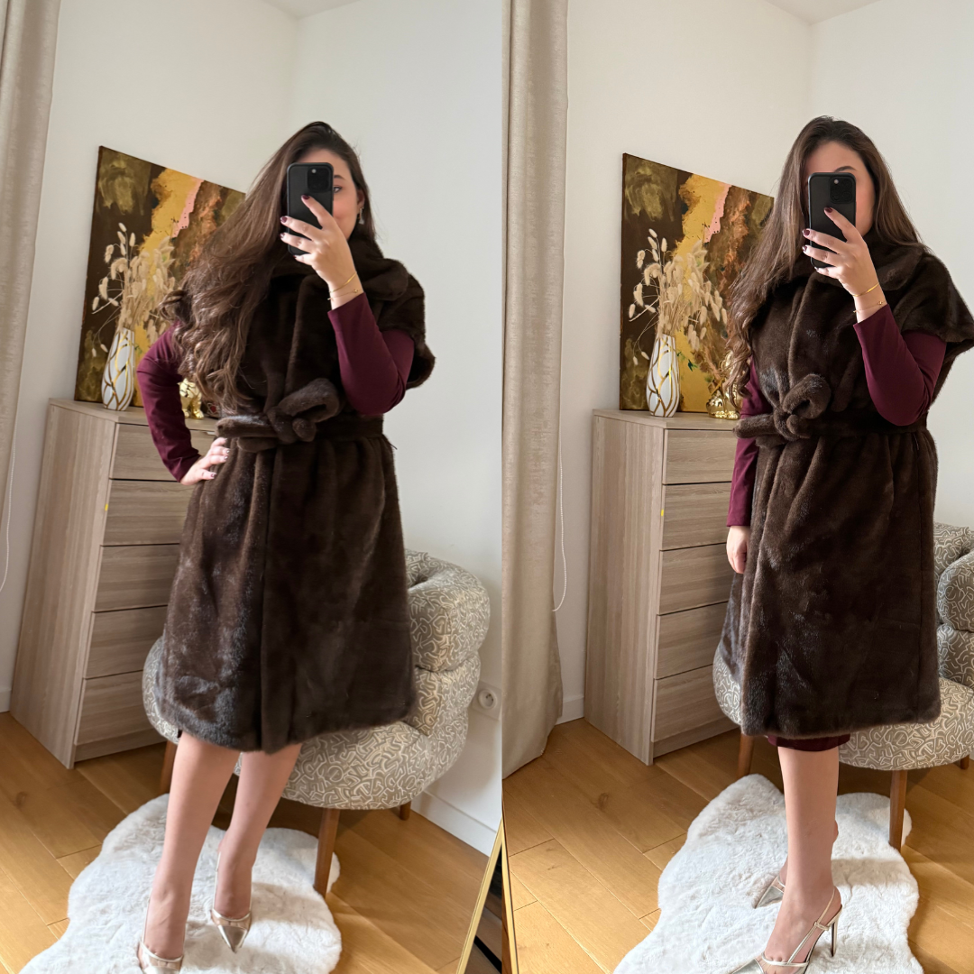 Manteau Fourrure Marron
